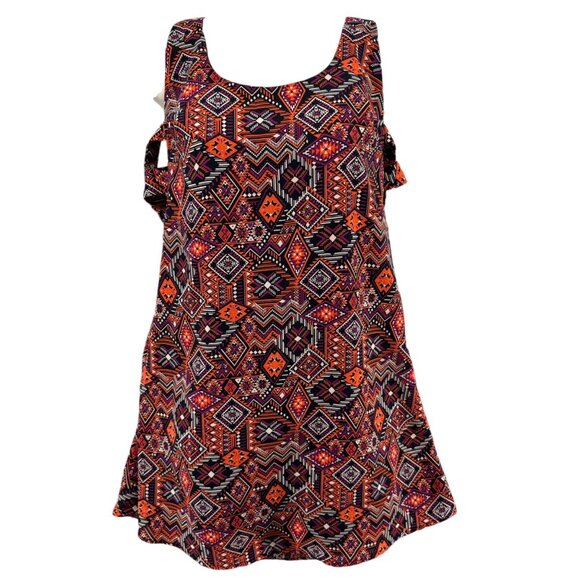 Tobi Mini Tank Dress Red Burgundy Aztec Print Boho Sleeveless Pullover Size M - Picture 14 of 14